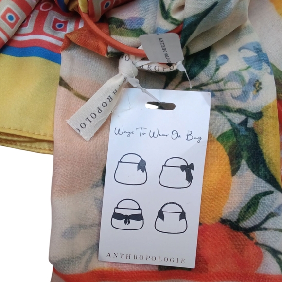 Anthropologie Fruit Stand Head Scarves, Set of 2, in Yellow/Orange/Citrus Fruits - Picture 5 of 7
